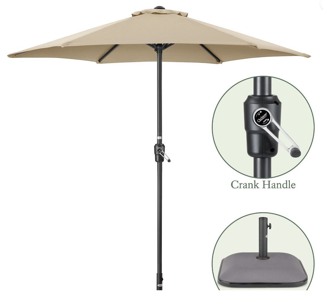 free standing crank handle parasol with base