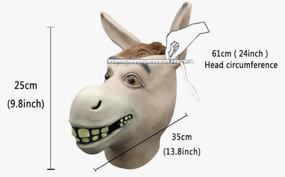 measurements of donkey headpiece