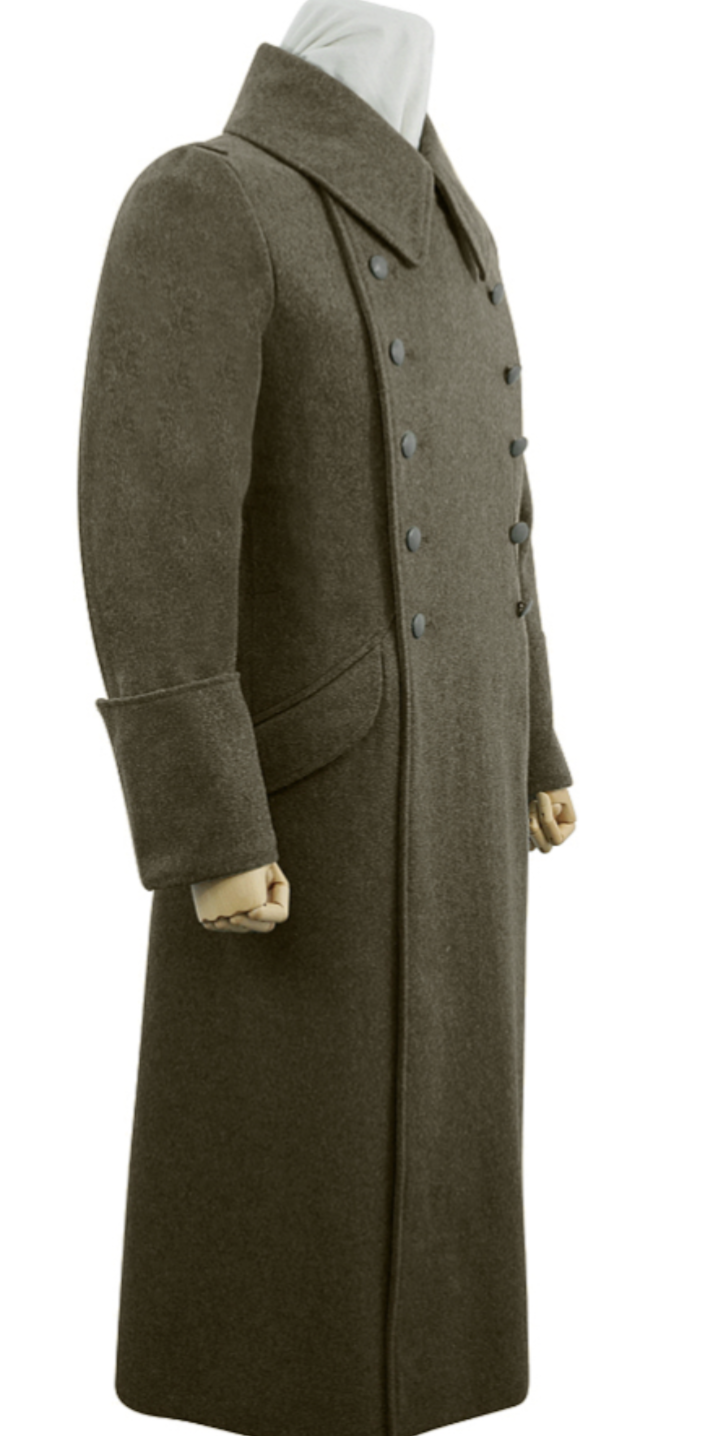 German officer long winter coats green