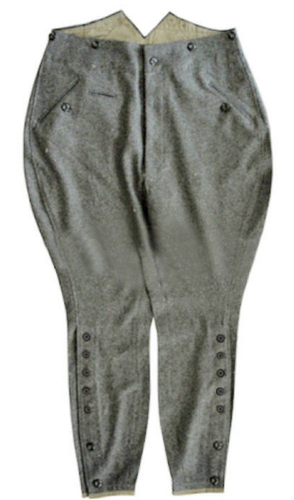 German officer jodhpurs in pure wool in grey or dark green