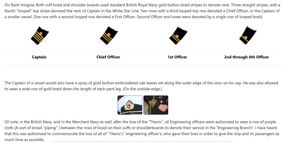 officer striped jackets etc on Titanic