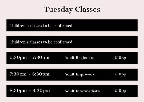 TUESDAY TIMETABLE