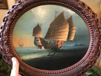 Junk in Hong Kong Harbour - One of a Pair - Anglo Chinese School 19th Century (now sold 30/6/18)