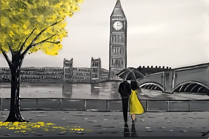 Yellow London Romance 20 x 30