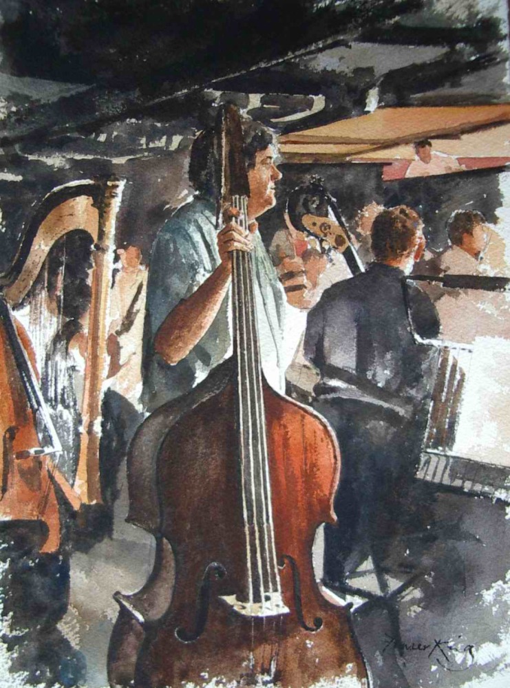The orchestra pit - Royal Opera House - watercolour 14x10