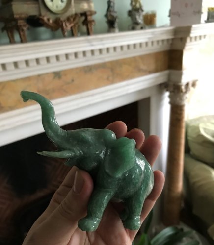  Rare Chinese Natural Hetian Jade Nephrite Carved Elephant with longer tusks Statue (now sold 13/8/18)
