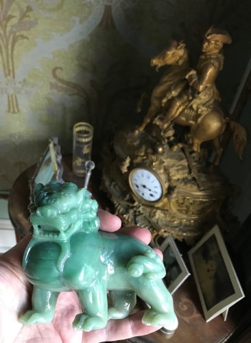  Rare Chinese Natural Hetian Jade Nephrite Carved Imperial Fierce Lion Statue