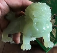  Rare Chinese Natural Hetian Jade Nephrite Carved Imperial Lion Statue (now sold 25/8/18)
