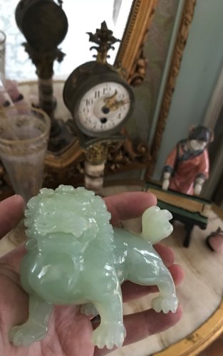  Rare Chinese Natural Hetian Jade Nephrite Carved Imperial Lion II Statue (now sold 25/8/18)