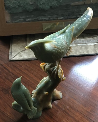  Rare Chinese Natural Hetian Jade Nephrite Carved Imperial Chinese Bird of Paradise Statue