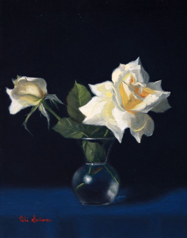 White Roses h 36cm x w 27cm