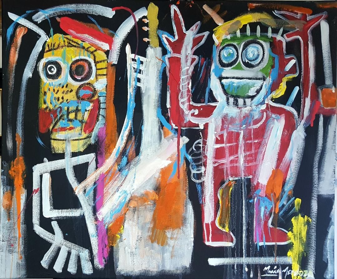 "Dustheads, 1982" rendition after Jean Michel Basquiat by