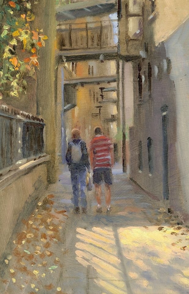 A NARROW LANE IN DOCKLANDS 12 x 8