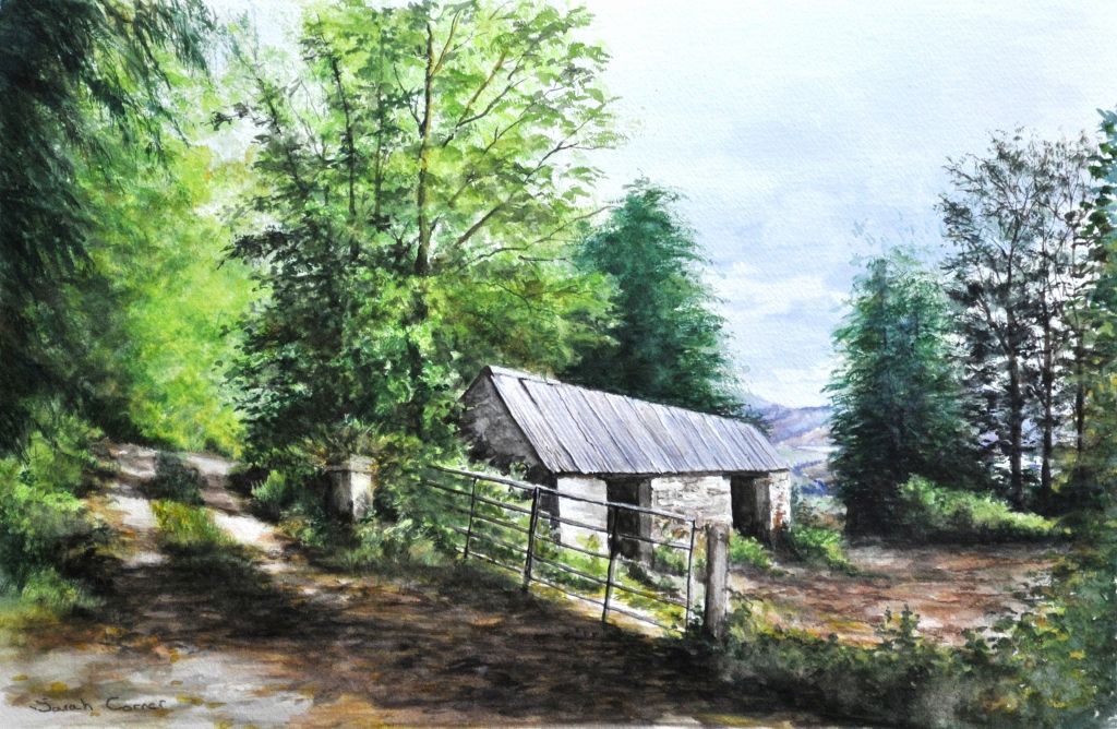 Hillside farm Tipperary , watercolour by Sarah Corner (1024x668)