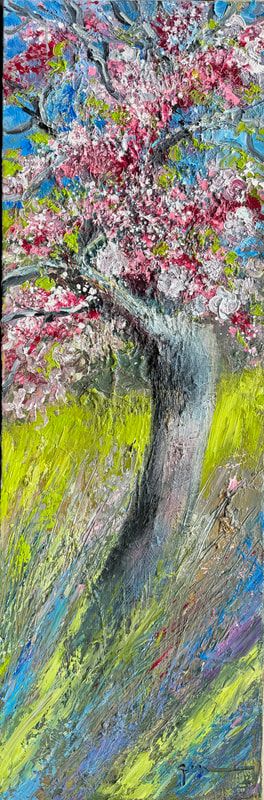 nf2404-047-the-spring-cherry-blossoms-dance-120x40cm-oil-on-canvas-by-artis