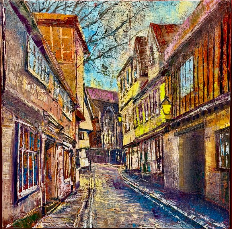 nc0326-39-norwich-sunny-day-elm-hill-oil-on-canvas-100x100cm-by-artist-genn nc0326-39-norwich-sunny-day-elm-hill-oil-on-canvas-100x100cm-by-artist-genn