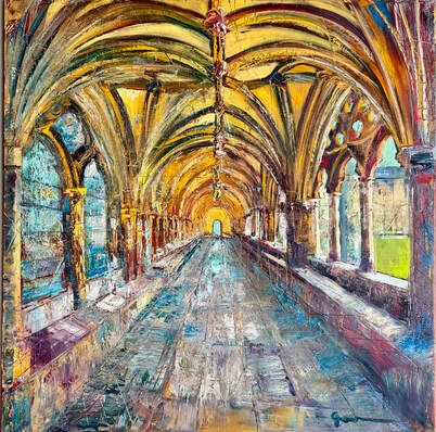 nc0326-35-norwich-cathedral-cloister-oil-on-canvas-100x100cm-by-artist-genn