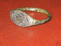 ANGLO SAXON HOUND RING BRONZE RING  SILVER INLAY BEZZEL