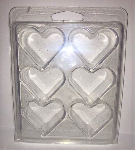 10  x Heart 6 Cavity Wax Melt/Tart Clamshell