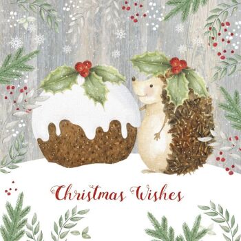 This is the “Hedgehog and Pudding” Christmas card pack