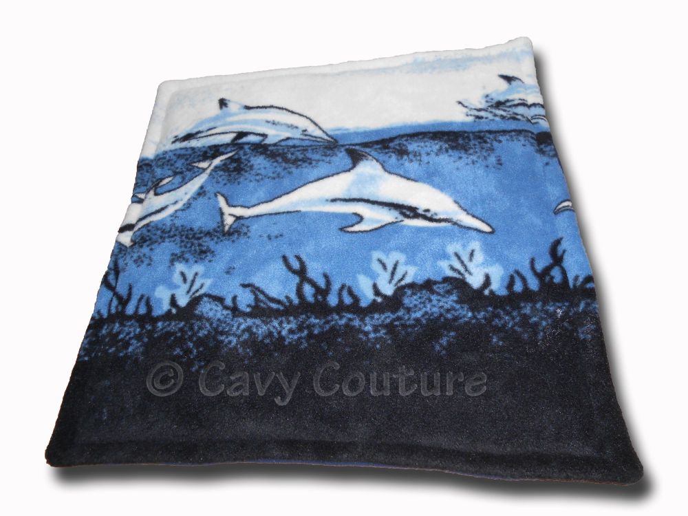  Blanket - Dolphins and Navy fleece 