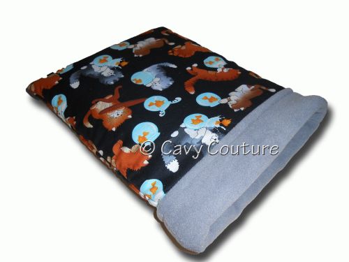 <!--001-->Large Luxury Cavy Cozy - Here Fishy Fishy cotton with Grey  fleec