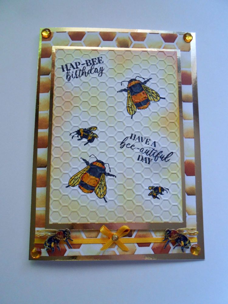 'Hapbee Birthday' 5x7 inches  Handmade Birthday Card