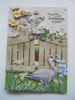 'Duck Family' 5x7 inches  Handmade Birthday Card