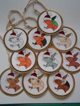 **NEW** Handmade Fairy Guinea Pig Christmas Gift Tags - Set of 10