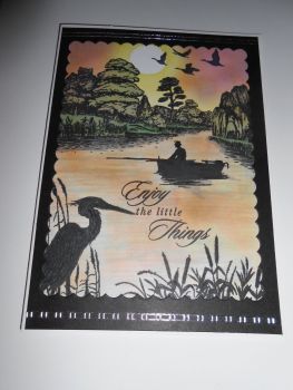 'Evening fishing' 5x7 inches size Handmade Birthday Card