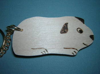 Handmade Personalised Pyrography Guinea Pig wooden Keyring