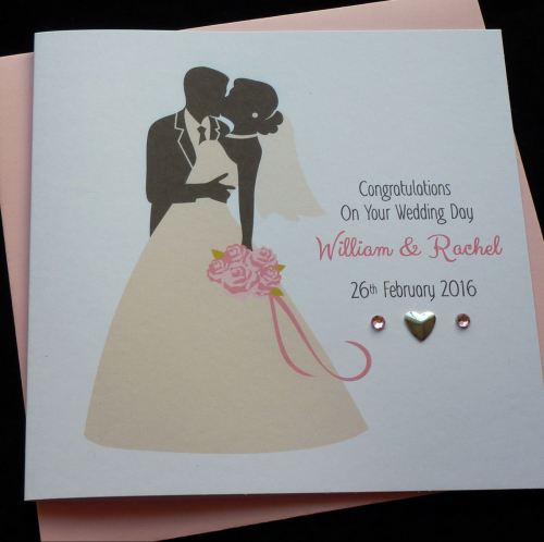 bride and groom wedding card