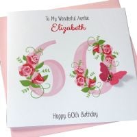 Floral Pink Birthday Number Card - Any Age