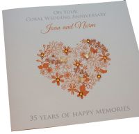 Coral Anniversary Floral Heart