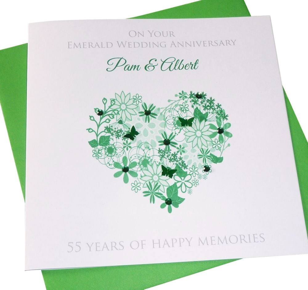 Emerald Anniversary Floral Heart 