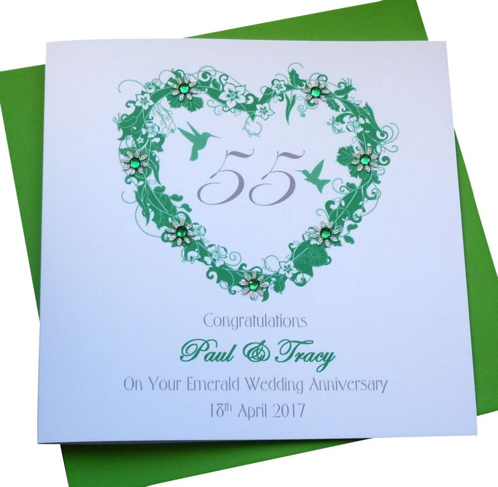 Emerald Wedding Anniversary Heart Card