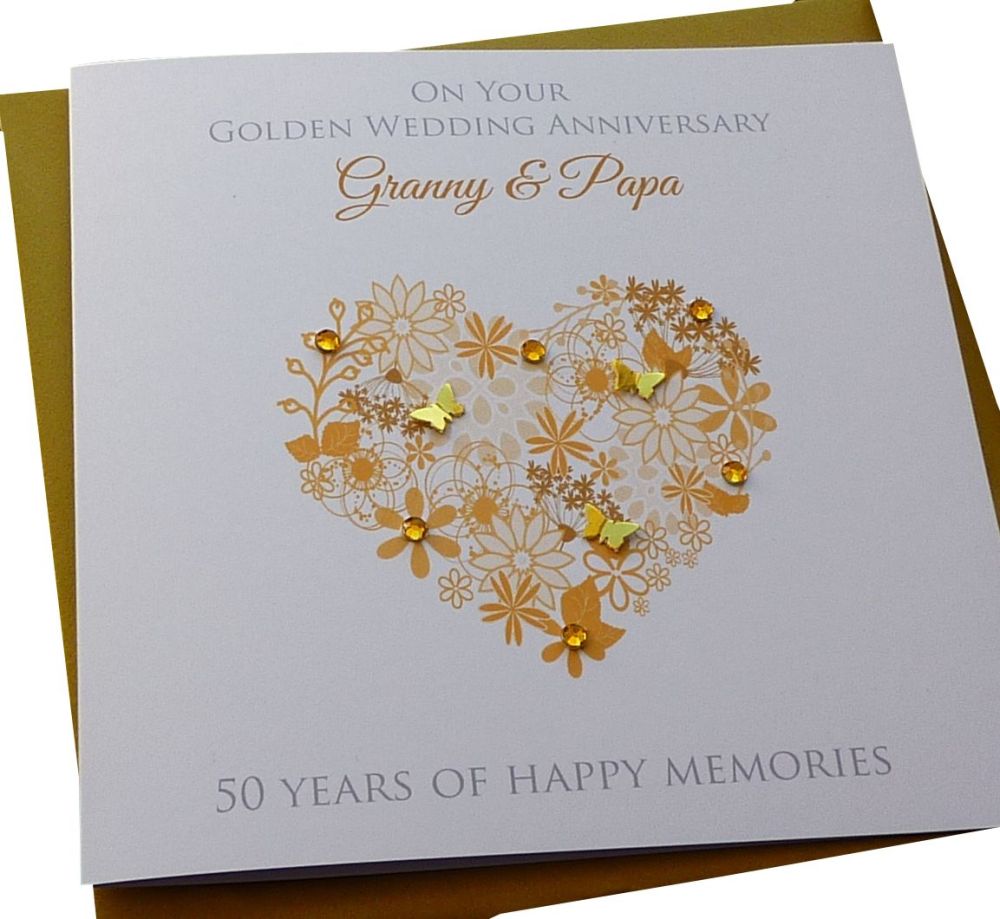 Gold Anniversary Floral Heart 