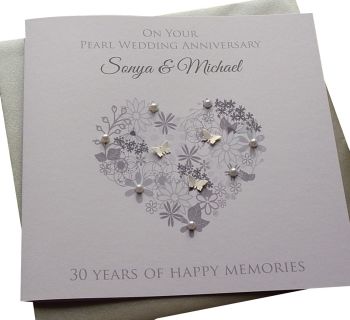 Pearl Anniversary Floral Heart
