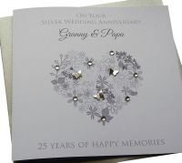 Silver Anniversary Floral Heart 