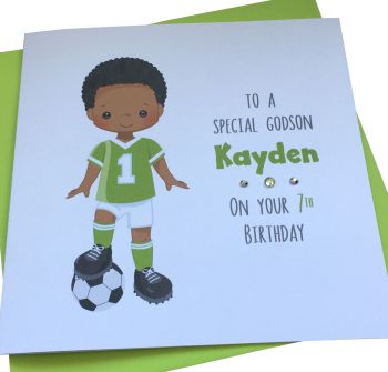 Footballer Birthday Card (green kit)