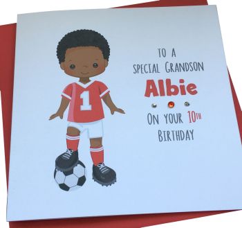 Footballer Birthday Card (red kit)