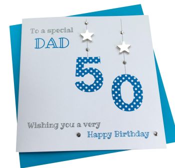 Blue & Silver Number Birthday Card -ANY AGE NUMBER