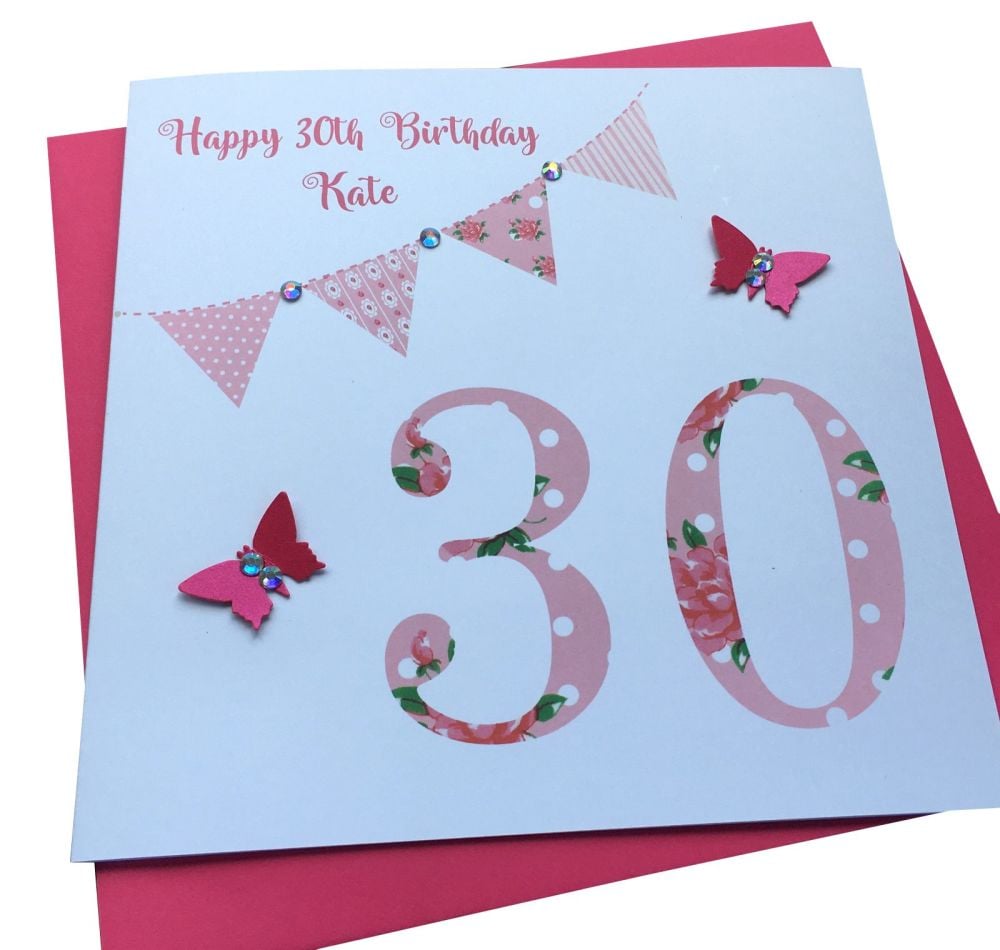 Floral Bunting Birthday Card - any age