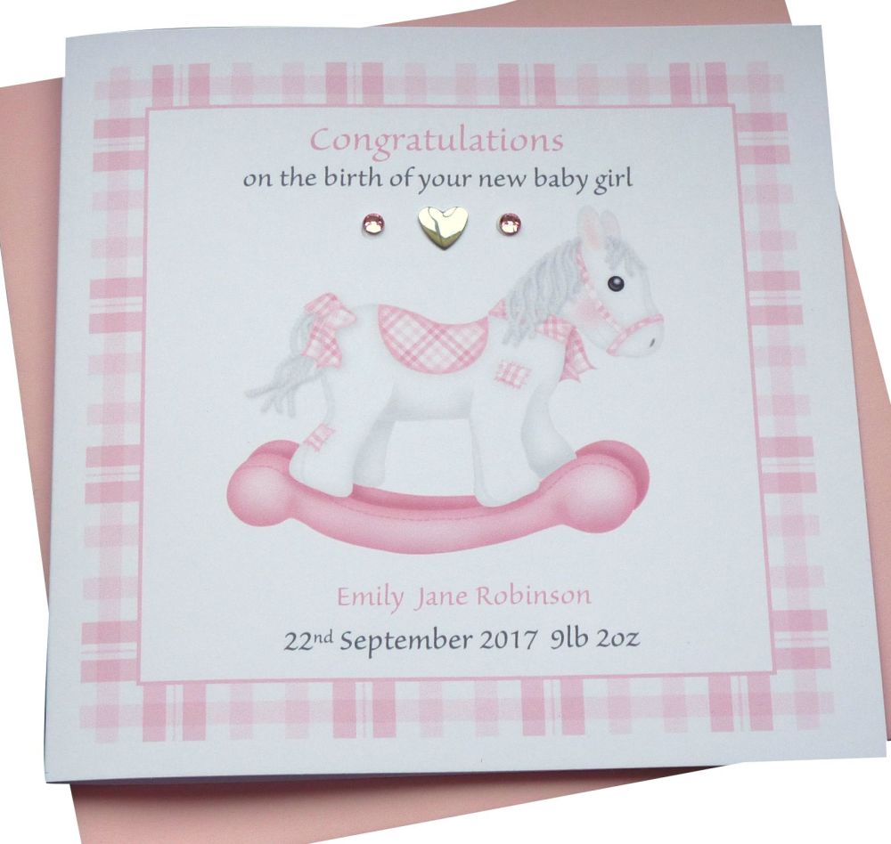 New Baby Girl Rocking Horse Card 