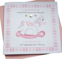 New Baby Girl Rocking Horse Card 