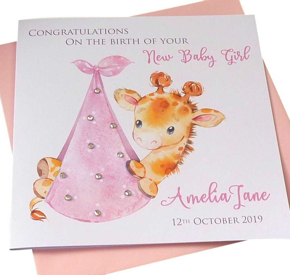 New Baby Girl Giraffe Card (3)