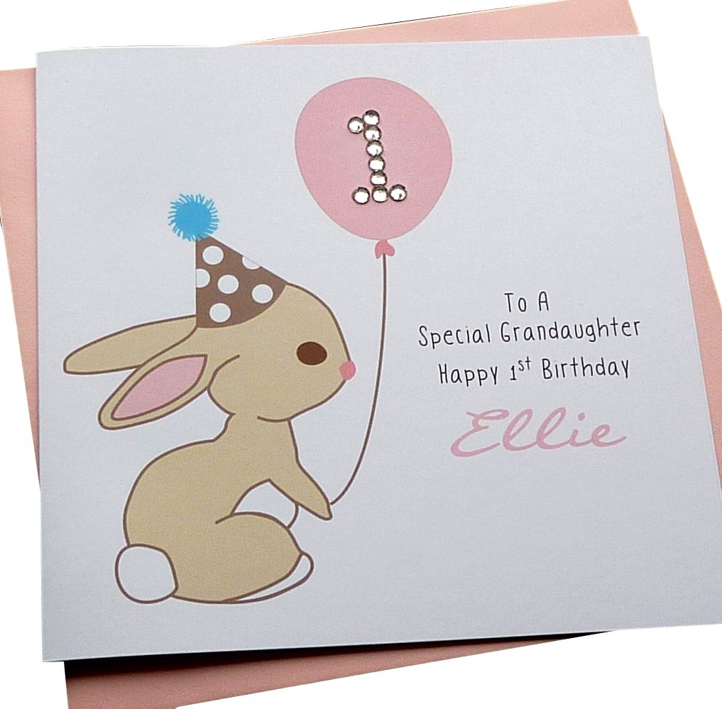 Bunny Birthday Card - Pink or Blue
