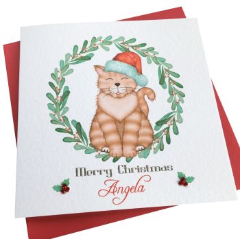  Christmas Tabby Cat Card