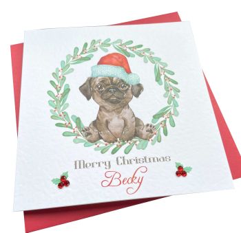  Christmas Pug Card (black)