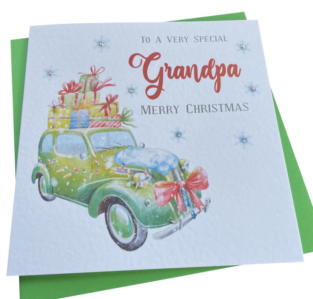 Vintage Car Christmas Card ( green)